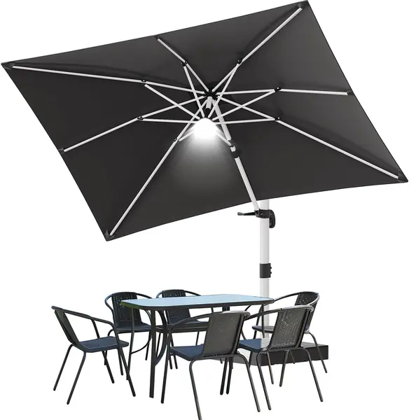 Alu Sonnenschirm Balkon 300x400x260cm Ampelschirm