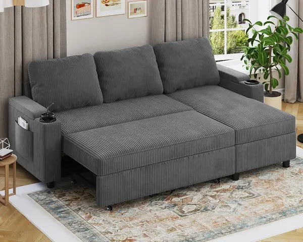 Ecksofa mit Schlaffunktion und Bettkasten L-Form Sofa