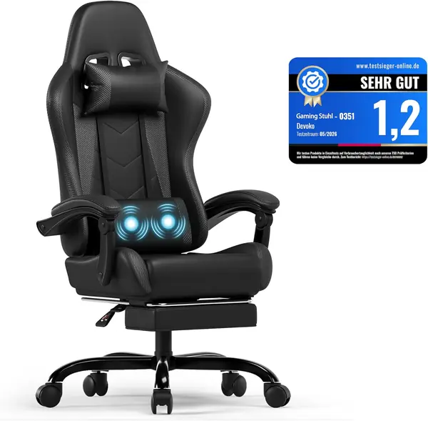 Ergonomischer Gaming Stuhl mit Massagefunktion und…