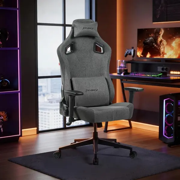 Ergonomischer Gaming Stuhl Stoff Atmungsaktiv mit