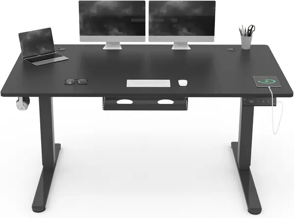 Höhenverstellbar Schreibtisch 160x80cm mit USB
